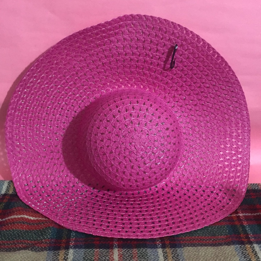 NWOT Pink Straw Country Beach Sun Shade Hat